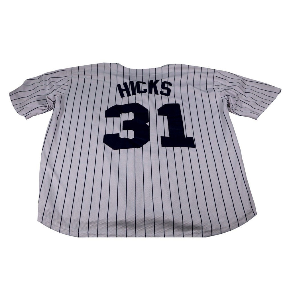 Majestic Jersey Shirt Mens XL White‎ Hicks 31 New York Yankees Pinstripe